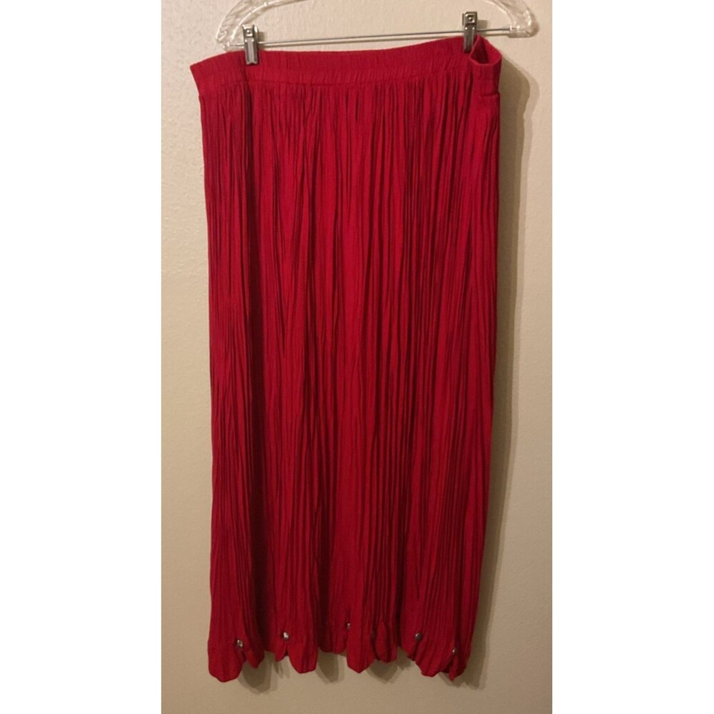 Vintage Stonebridge Western Red Pleated Scalloped Metal Studded  Skirt Size 2X